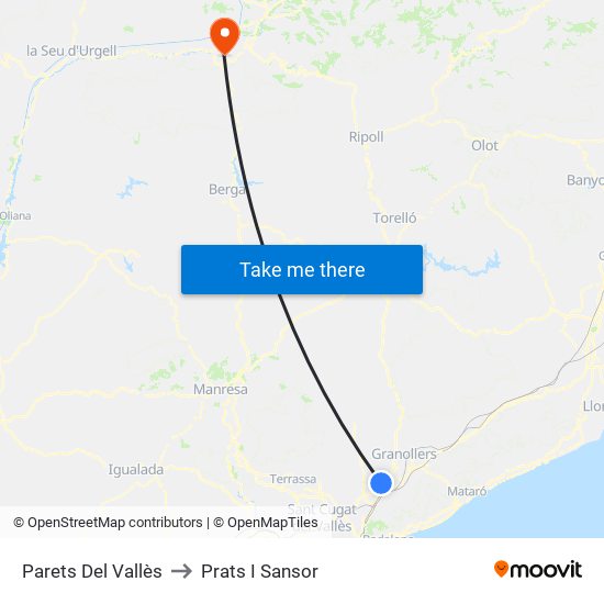 Parets Del Vallès to Prats I Sansor map