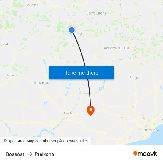 Bossòst to Preixana map