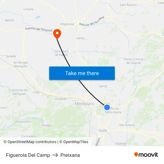 Figuerola Del Camp to Preixana map