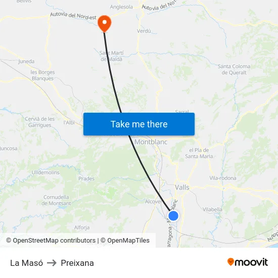 La Masó to Preixana map