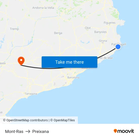 Mont-Ras to Preixana map