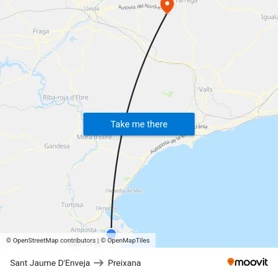 Sant Jaume D'Enveja to Preixana map
