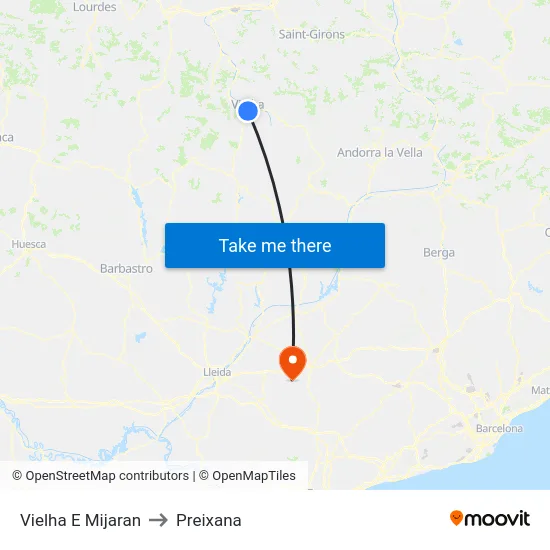 Vielha E Mijaran to Preixana map