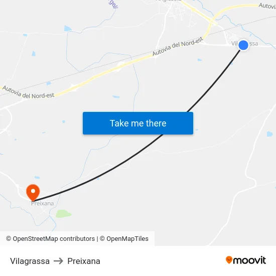 Vilagrassa to Preixana map