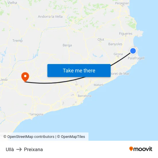 Ullà to Preixana map