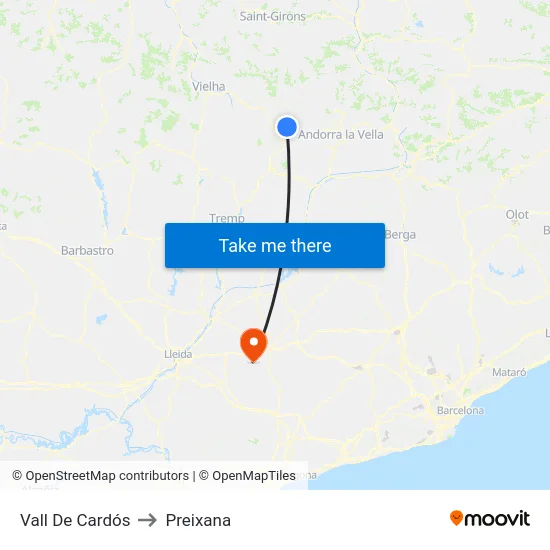 Vall De Cardós to Preixana map