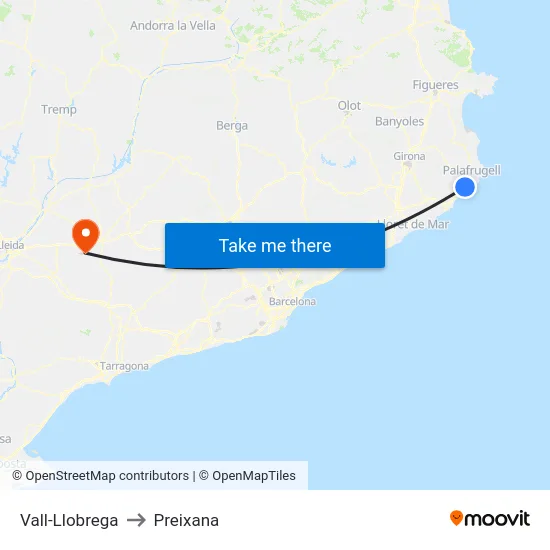Vall-Llobrega to Preixana map