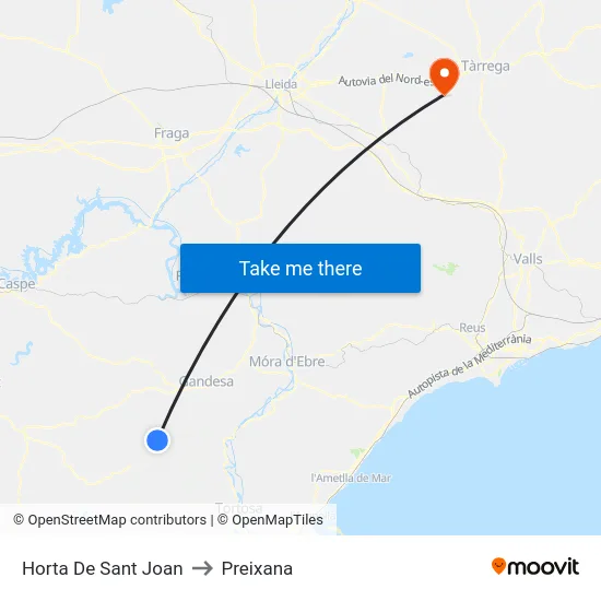 Horta De Sant Joan to Preixana map