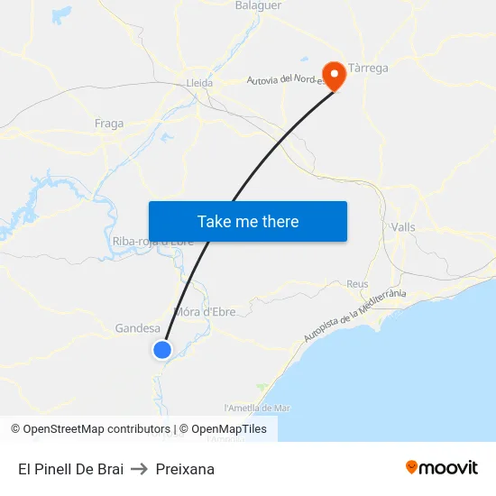 El Pinell De Brai to Preixana map