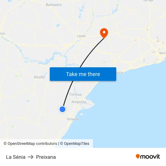 La Sénia to Preixana map