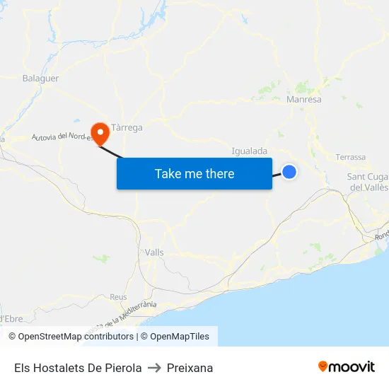 Els Hostalets De Pierola to Preixana map
