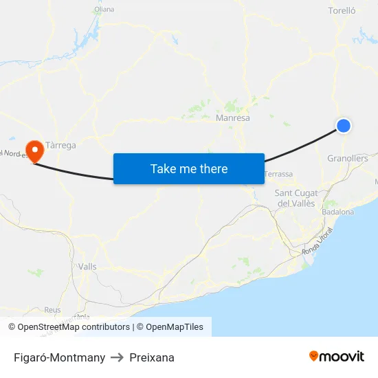 Figaró-Montmany to Preixana map