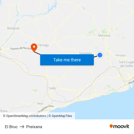El Bruc to Preixana map