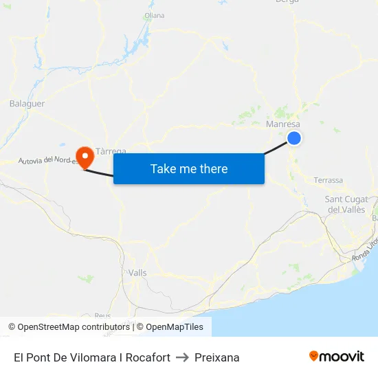 El Pont De Vilomara I Rocafort to Preixana map