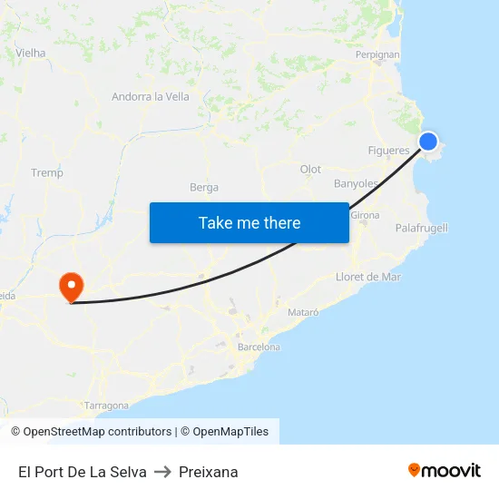 El Port De La Selva to Preixana map