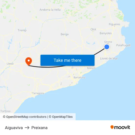 Aiguaviva to Preixana map