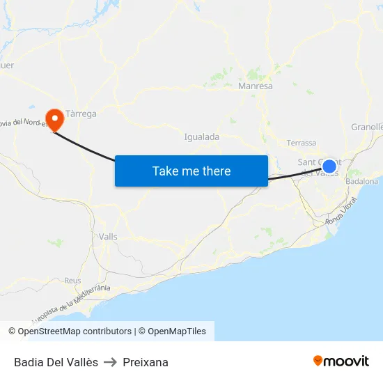 Badia Del Vallès to Preixana map