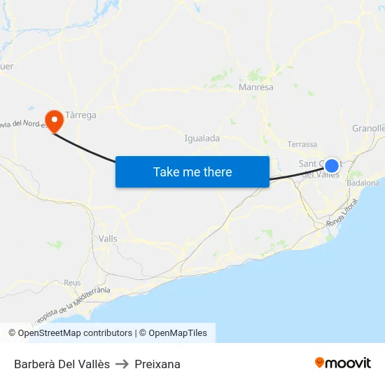 Barberà Del Vallès to Preixana map
