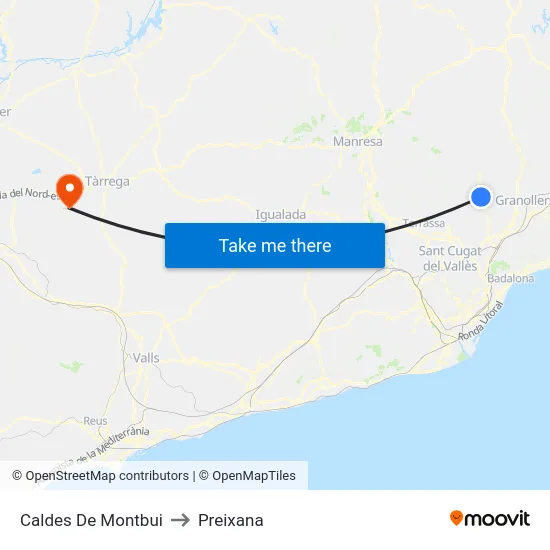 Caldes De Montbui to Preixana map