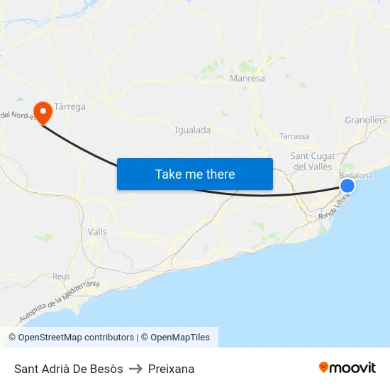 Sant Adrià De Besòs to Preixana map