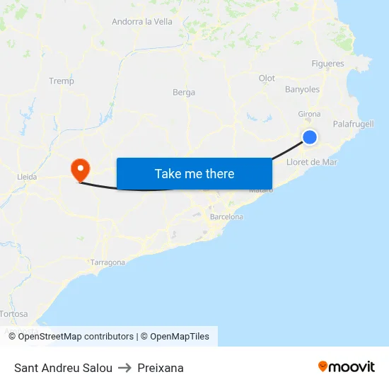 Sant Andreu Salou to Preixana map