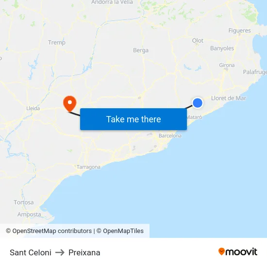 Sant Celoni to Preixana map