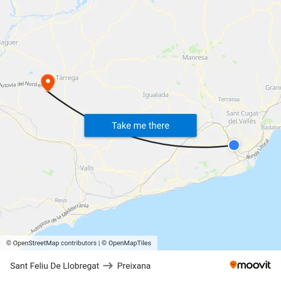 Sant Feliu De Llobregat to Preixana map