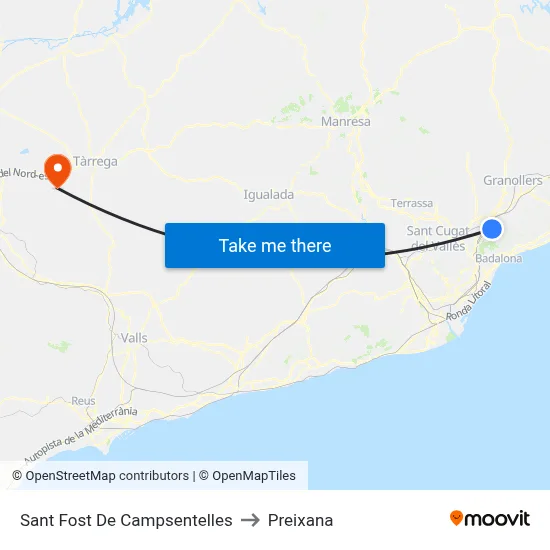 Sant Fost De Campsentelles to Preixana map