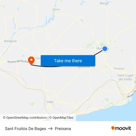 Sant Fruitós De Bages to Preixana map