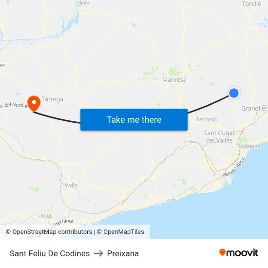 Sant Feliu De Codines to Preixana map