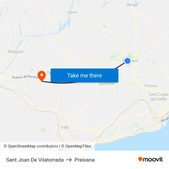 Sant Joan De Vilatorrada to Preixana map