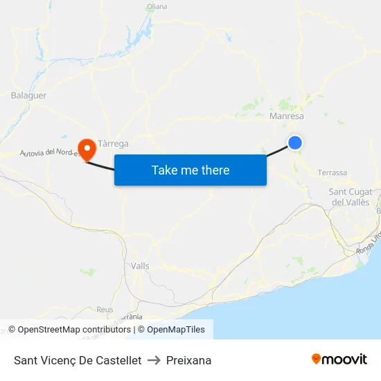 Sant Vicenç De Castellet to Preixana map