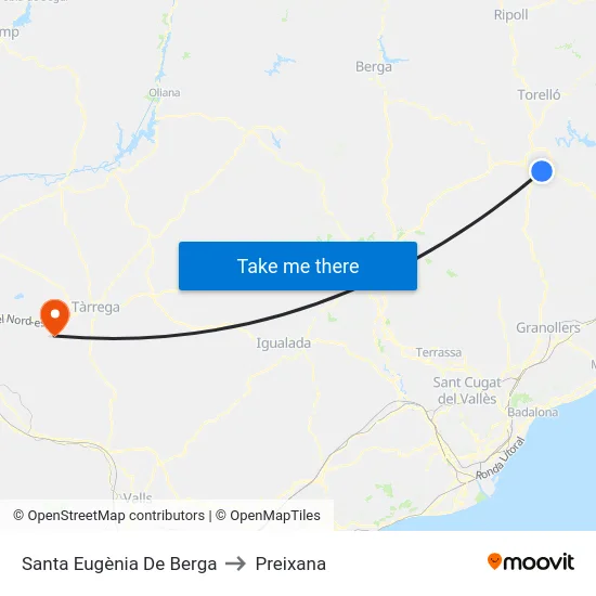 Santa Eugènia De Berga to Preixana map