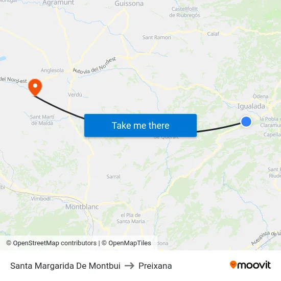 Santa Margarida De Montbui to Preixana map