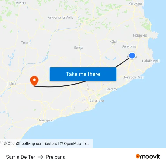 Sarrià De Ter to Preixana map
