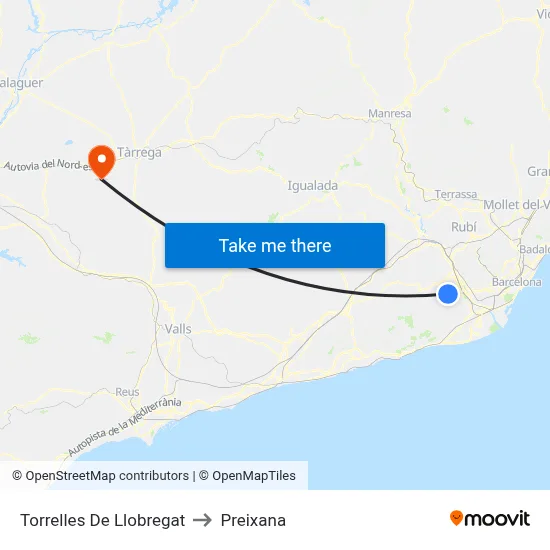Torrelles De Llobregat to Preixana map
