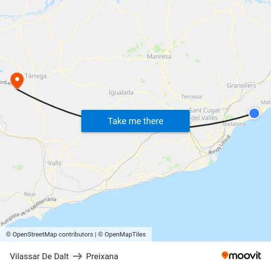 Vilassar De Dalt to Preixana map