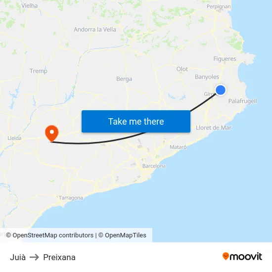 Juià to Preixana map