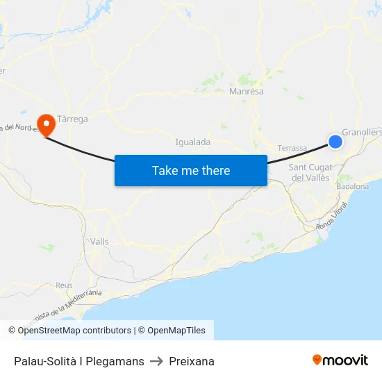 Palau-Solità I Plegamans to Preixana map