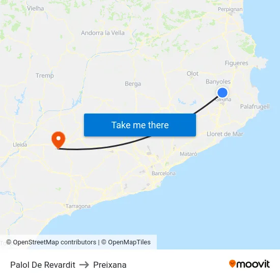 Palol De Revardit to Preixana map