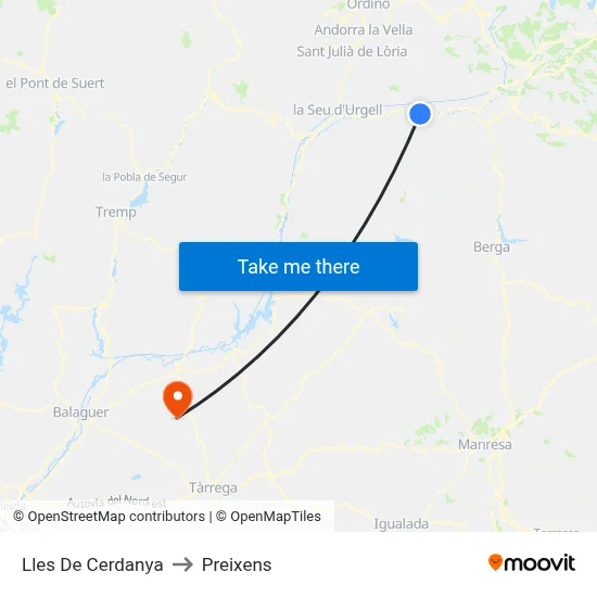 Lles De Cerdanya to Preixens map