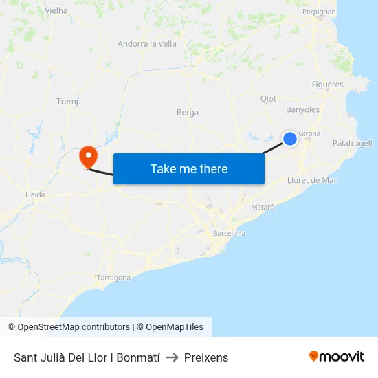 Sant Julià Del Llor I Bonmatí to Preixens map