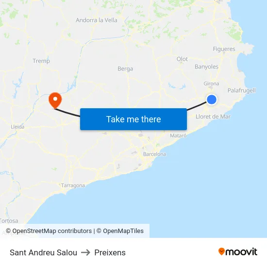 Sant Andreu Salou to Preixens map