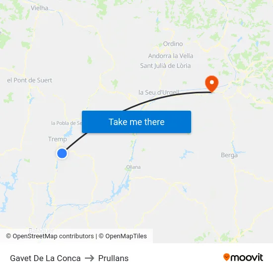 Gavet De La Conca to Prullans map