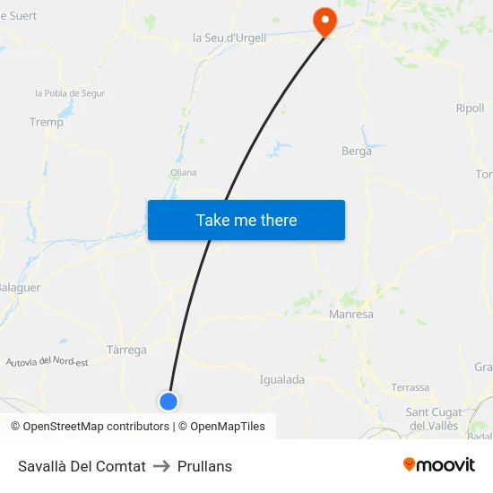 Savallà Del Comtat to Prullans map