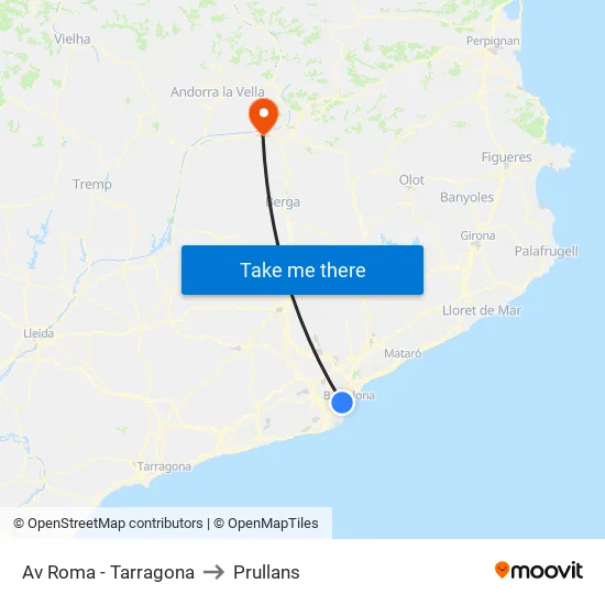 Av Roma - Tarragona to Prullans map