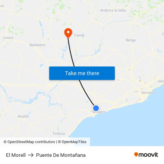 El Morell to Puente De Montañana map