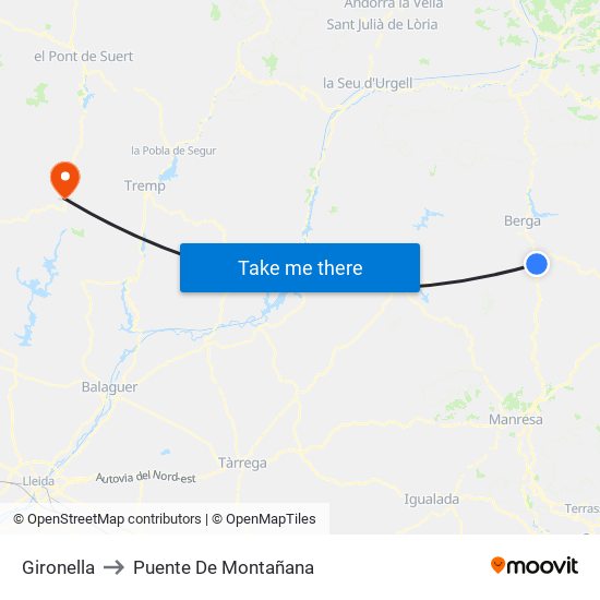 Gironella to Puente De Montañana map