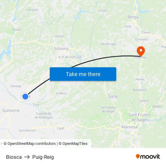 Biosca to Puig-Reig map