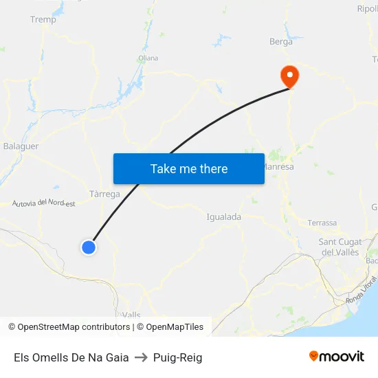 Els Omells De Na Gaia to Puig-Reig map